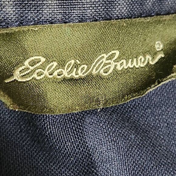 Eddie Bauer belted jacket button front linen blend blue small - Picture 6 of 8